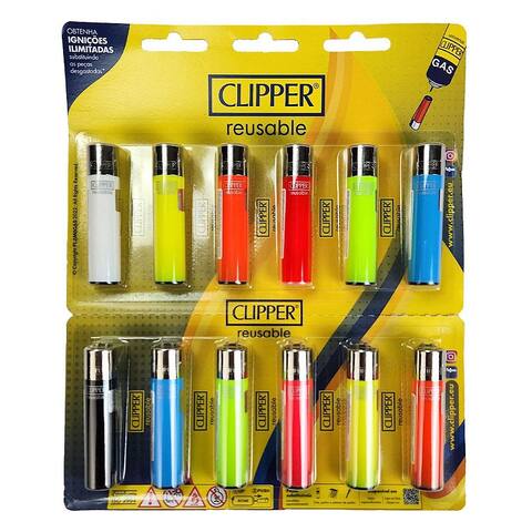 Isqueiro Clipper Liso Colorido - Unidade ou Cartela com 12 – Unnix Grow