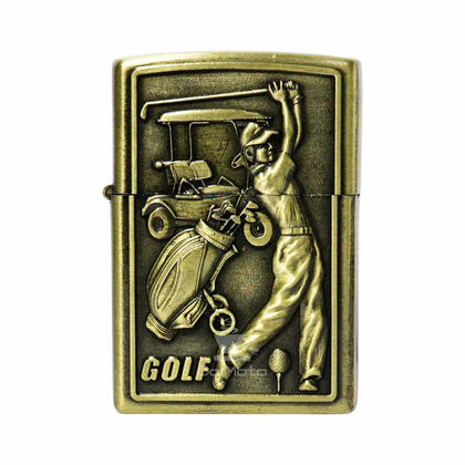 Isqueiro de Metal Dourado Golf — Isqueiro Clássico na Da Mata
