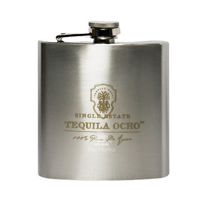 Cantil de Metal Tequila Ocho Médio — Cantil na Da Mata