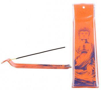 Incensário de Vidro Canaleta Buda Laranja 23 cm