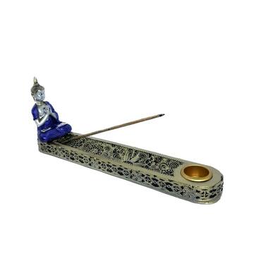 Incensário Régua Buda de Roupa Azul em Resina