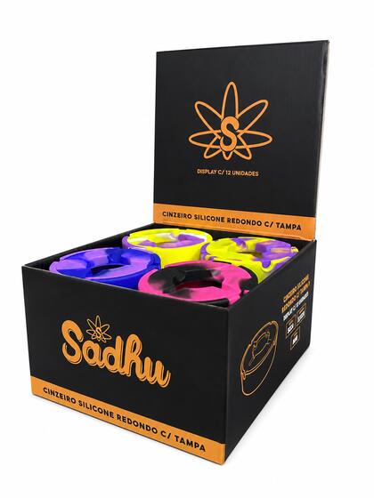 Caixa de Cinzeiro Silicone Pequeno C/Tampa Sadhu Mix de Cores — Cinzeiro na Da Mata
