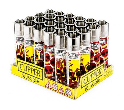 Caixa de Isqueiro Clipper Skulls Fire — Isqueiro Clipper na Da Mata