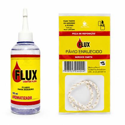 Kit pavio + fluido flux 100ml — Fluidos para Isqueiros na Da Mata